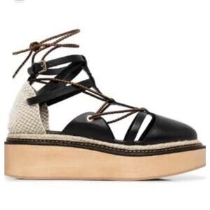 Ulla Johnson Salinas Sandals Size 6 EU 36 Black Leather Platform Espadrilles